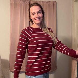 Striped Maroon Long Sleeve Top